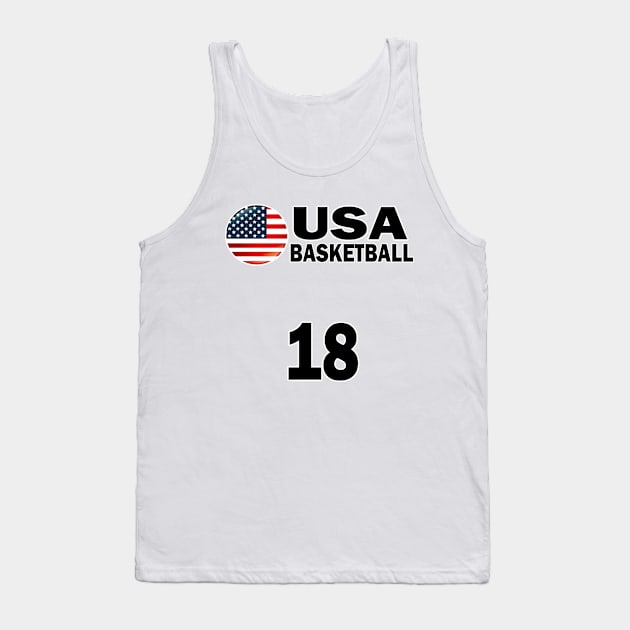 USA Basketball Number 18 T-shirt Design Tank Top by werdanepo